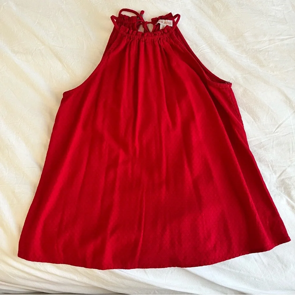 Knox Rose Red Halter Top Tie Neck Flowy size XS